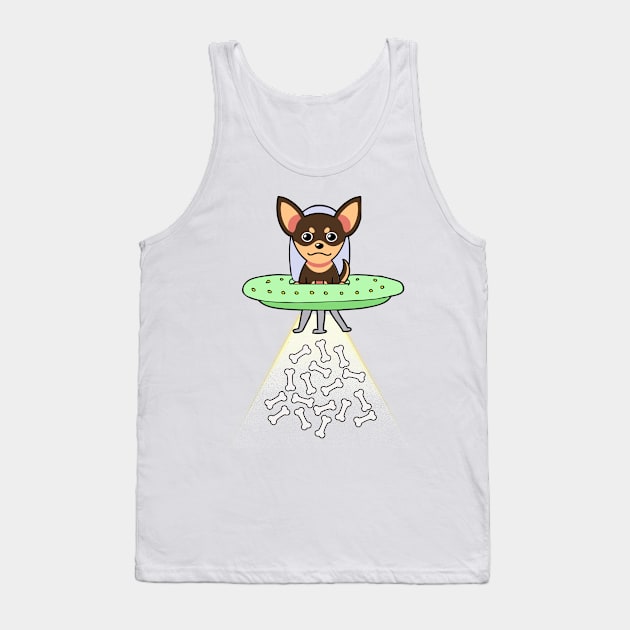 Funny small dog is flying a ufo Tank Top by Pet Station